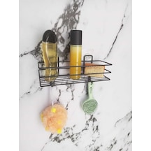 Yapışkanlı Kancalı Banyo Ve Mutfak Rafı Mat Siyah Banyo Duş Askısı Siyah