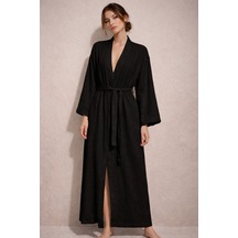 Estewomanfashion Müslin %100 Pamuk Kimono & Kaftan Siyah