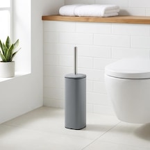 Paslanmaz Çelik Saplı Wc Fırçalık Gri, Kapaklı Tuvalet Fırçası Seti, Hijyenik Saklama Hazneli Banyo Ve Wc Fır Diğer