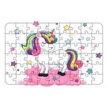 Sevimli Unicorn 54 Parça Ahşap Çocuk Puzzle Yapboz Model 1