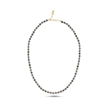 Kadın Dorika Toplu Siyah İnci Kolye Gümüş