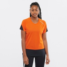 Salomon Cross Run Kadın Koşu Tişört Scarlet Ibis Lc1889500 Turuncu