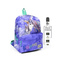 Coral High Mavi Unicornlar Üç Gözlü Sırt Çantası - USB+AUX Soketli 23422