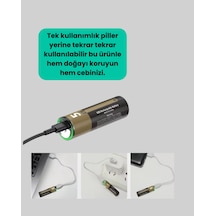 Type-c - 681 - Usb İle Hızlı Şarj Edilebilir Aa Kalem Pil 1.5v Lityum - Novapazr - Çiftli Paket