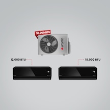 Arçelik 1+2 Multi Sistem 30100 MD Pro Dış Ünite 18.000 BTU Siyah İç Ünite + 12.000 BTU Siyah İç Ünite Duvar Tipi Klima