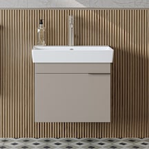 Likya Tek Kapaklı Lavabolu 59 Cm Banyo Dolabı Alt, Lavabolu Banyo Alt Dolabı Kumtaşı