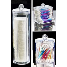 Kulak Pamukluğu Disk Pamukluk Saklama Kabı 3 Lü Düzenleyici Organizer Seti Plastik Beyaz Diğer