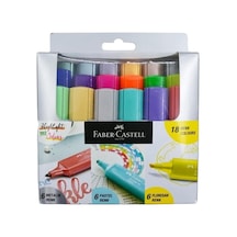 Faber-Castell 18'li Fosforlu Kalem Seti (6 Metalik+6 Pastel+6 Floresan) Çok Renkli