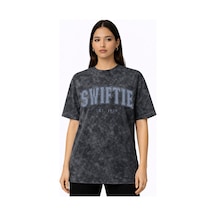 Sevbano Taylor Swift Swiftie Şarkıcı Baskılı Unisex Oversize Vintage Yıka Siyah