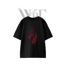 Thewert Contour Hand Tasarım Baskılı Ünisex Siyah Oversize T-shirt