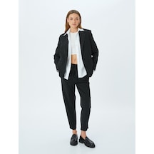 Koton Krep Scuba Kumaş Beli Lastikli Cepli Eşofman Pantolon Siyah 5wak40144ek Siyah