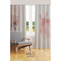 Flower Art 2 Desenli Süet Oturma Odası Salon Fon Perde Baskılı Ekstrafor Büzgü 2 Kanat Prd-1031 Çok Renkli