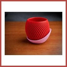 Bezos 3d Baskı Küre Saksı - Kafes Dokulu İki Parçalı Dekoratif Saksı - Kırmızı-pembe Erdotıca Standart