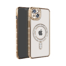 Apple iPhone Uyumlu 15 - Kılıf Joke Simli Magneticsafe - Kılıf - Gold