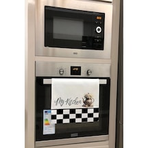 Valerine Life My Kitchen Dama Desenli Papatyalı Mutfak Kurulama Ve Fırın Beyaz El Havlusu %100 Pamuk Beyaz