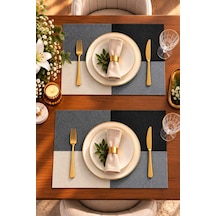 2'li Amerikan Servis Seti Siyah Gri Ekru 45x30 Cm Pvc Supla Çok Renkli - 943733892 Çok Renkli