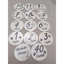 12 Aylık Plak Seti Ahşap Bebek Fotoğraf Kartları, Ilklerim Seti, Anı Kartları,hobbeb003,1 Yaş