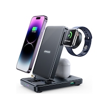 Joyroom Jr-wqs02 İphone Uyumlu / Airpods / Watch Serisi İçin 4'ü 1 Arada Kablosuz Şarj Standı Siyah