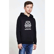 Tshirthane Dark Side Baskılı Unisex Çocuk Kapüşonlu Siyah Sweatshirt (528740353)