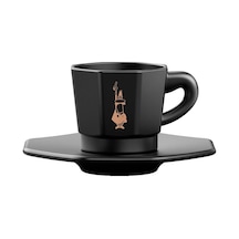 4'lü Espresso Fincan Seti - Sekizgen Tasarım - Siyah Renk - Porselen Diğer