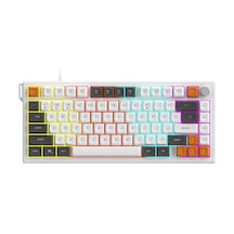 Üçlü Mod Membran Gaming Klavye,%75 Düzen, 4000mah Batarya, Rgb 14 Efekt, Tft Ekran, Type-c, Bluetooth 2.4g, Su Geçirmez, Win Uyumlu, Multimedya Düğmeli Ajazz Af82 Turuncu Beyaz - Af82