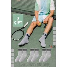 Kral Socks Erkek Kadın 3 Çift Çizgili Kolej Tenis Çorabı Pamuklu Terletmez Çorap Gri Kral Socks Erkek Kadın 3 Çift Çizgili Kolej Tenis Çorabı Pamuklu Terletmez Çorap Gri