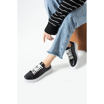 Dericia Shoes Icon Hakiki Deri Günlük Rahat Kadın Sneaker Siyah