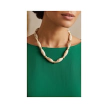 Doğal Taş Görünümlü Tasarım Pinterest Kolye Krem - 902955449 Krem