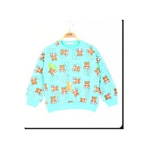 Toontoy Kız Çocuk Harf Baskılı Sweatshirt Su Yeşil