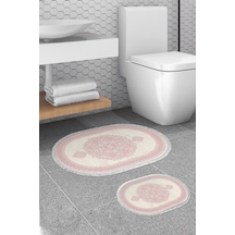 Alanur Trend Kaymaz Taban Oval Saçaklı Dijital Banyo Takımı Krem Pudra