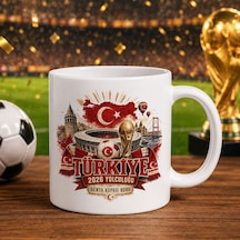 Bk Gift Türkiye Taraftar Temalı Dünya Futbol Kupası Tasarımlı Beyaz Kupa Bardak-7 Tek Yürek Milli Takım Ruhu