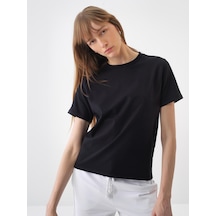 Xint Siyah Pamuk Dokulu Regular Fit Tişört 602399