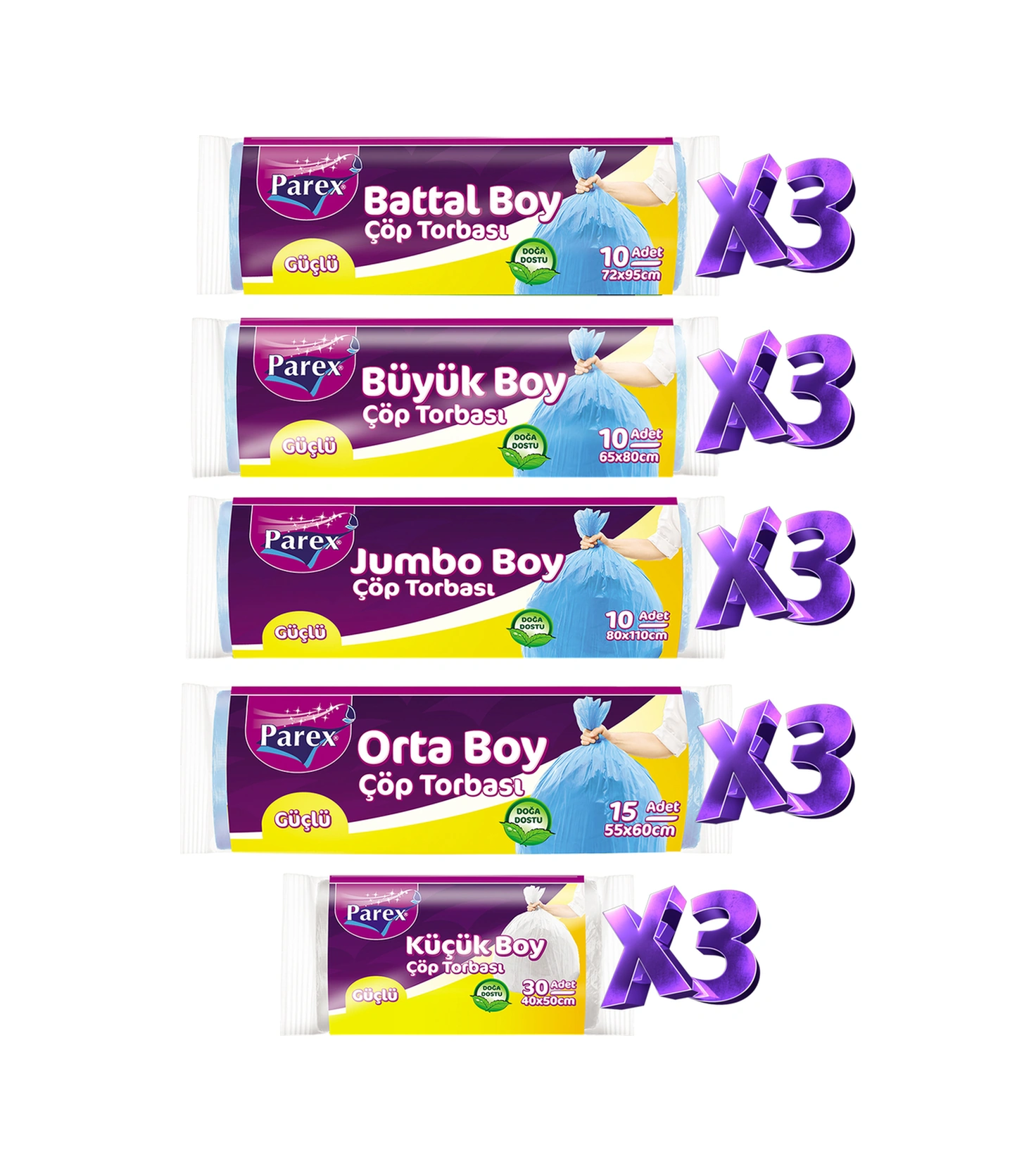 Güçlü Çöp Torbası Karışık Boy 15'li Set