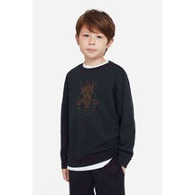 Tshirthane I Am Groot Sarmaşık Baskılı Unisex Çocuk Siyah Sweatshirt Siyah