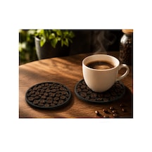 2 Adet Kahve Çekirdeği Desenli Bardak Altlığı 8 Cm Dekoratif Kahve Temalı Kupa Altlığı Kahverengi