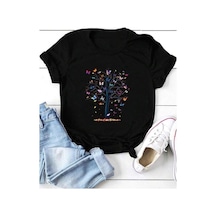 Medinenur Mini Kelebekler Baskılı Basic T-shirt Siyah