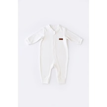 BabyCosy Baby Cosy Kadife Fermuarlı Tulum- CSYK6027 - Rebebe Ekru