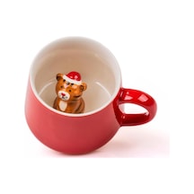 Mukko Home 3d Yavru Kaplan Figürlü Kırmızı Porselen Kupa - 350ml Eğlenceli Ve Sağlıklı,kırmızı Beyaz - Çok Renkli