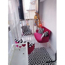 Azra Mobilya Çay Seti Oturma Grubu Oturma Takımı Iskelet Ahşap Mobilya Takımı Balkon Bahçe Mobilyası Zebra - Fuşya