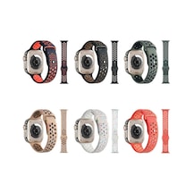 Apple Uyumlu  Watch 38mm Kordon Yeni Seri 2023 Krd-02 Strap Kayış - Krem