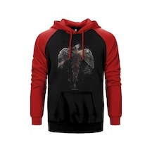 Anka Kuşu Phoenix Kırmızı Renk Reglan Kol Kapşonlu Sweatshirt Kırmızı