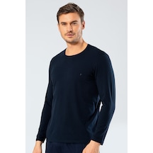 Cacharel 1333 Erkek O Yaka Uzun Kollu T-shirt - Lacivert Lacivert