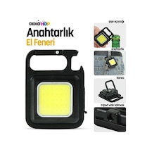 El Feneri Şarj Edilebilir Led Anahtarlık Şişe Açacağı Kamp Feneri Siyah