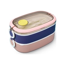 Vagonlife Bento 1300ml Lunchbox 2 Katlı 3 Bölmeli Paslanmaz Çelik Sefer Tası Yemek Kutusu Pembe-mor
