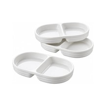 2 Bölmeli Porselen Çerezlik 3 Lü Set, 17 10 2,2 Cm, Beyaz Oval Kuruyemiş Ve Kuru Meyve Tabağı, Kahvaltılık Zeytinlik, Meze Ve Atıştırmalık Sunum Tabağı, 3 Adet