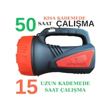 Şarjlı Led Projektör El Feneri 50 Saat Kısa Kademe - 15 Saat Uzun Kademe Kamp, Balıkçılık, Acil Durum Renkli