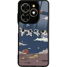 Tecno Spark Go 2024 Salıncaklı Astronot Tasarımlı Glossy Telefon Kılıfı Siyah