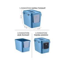 Pribor Hz-500 Xxl 3 Fonksiyonlu Açık / Kapalı Kedi Tuvaleti Ve Taşıma Çantası Mavi 56 X 40 X 43 Cm