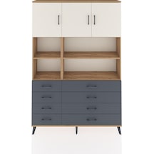 Arges Dolap 8 Raflı 8 Çekmeceli 3 Kapaklı 132x30x195 Çam-aytaşı/antrasit Aytası/antrasıt