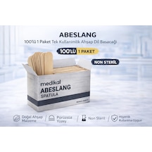 Abeslang 100'lü 1 Paket Tek Kullanımlık Ahşap Dil Basacağı Medikal Spatula